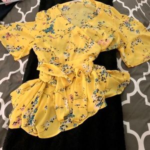 Loft Peplum Flutter Sleeve Blouse